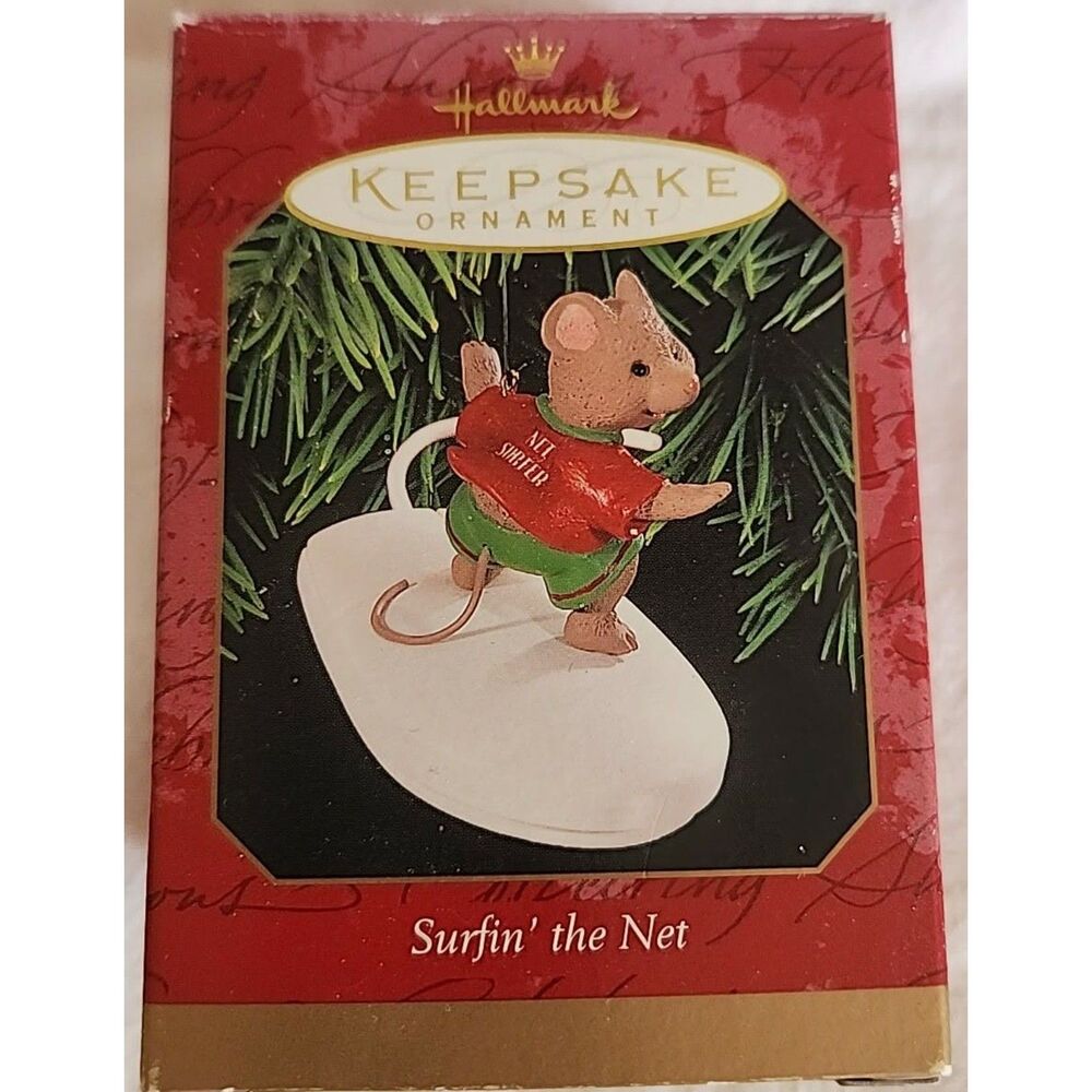 1999 Hallmark Surfin the Net Computer Mouse Christmas Keepsake Ornament